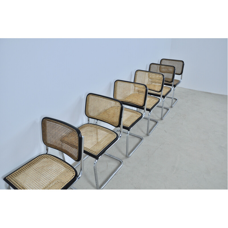 Lot de 6 chaises vintage noires par Marcel Breuer