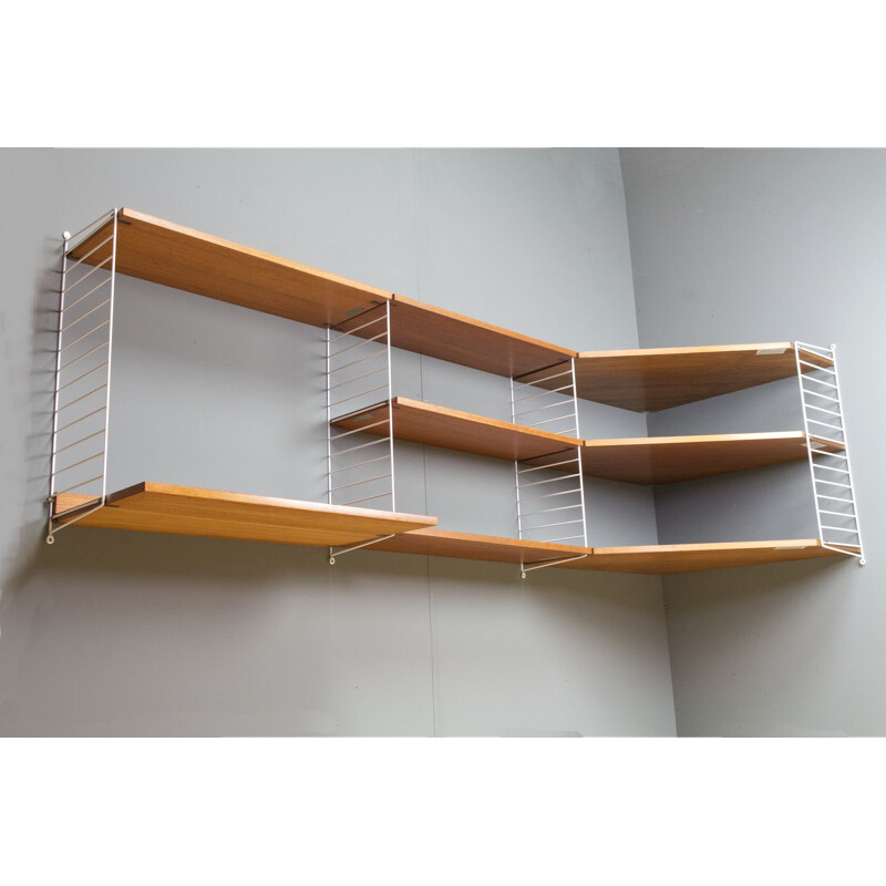 Teak modular vintage corner shelf by Nils Strinning 1960