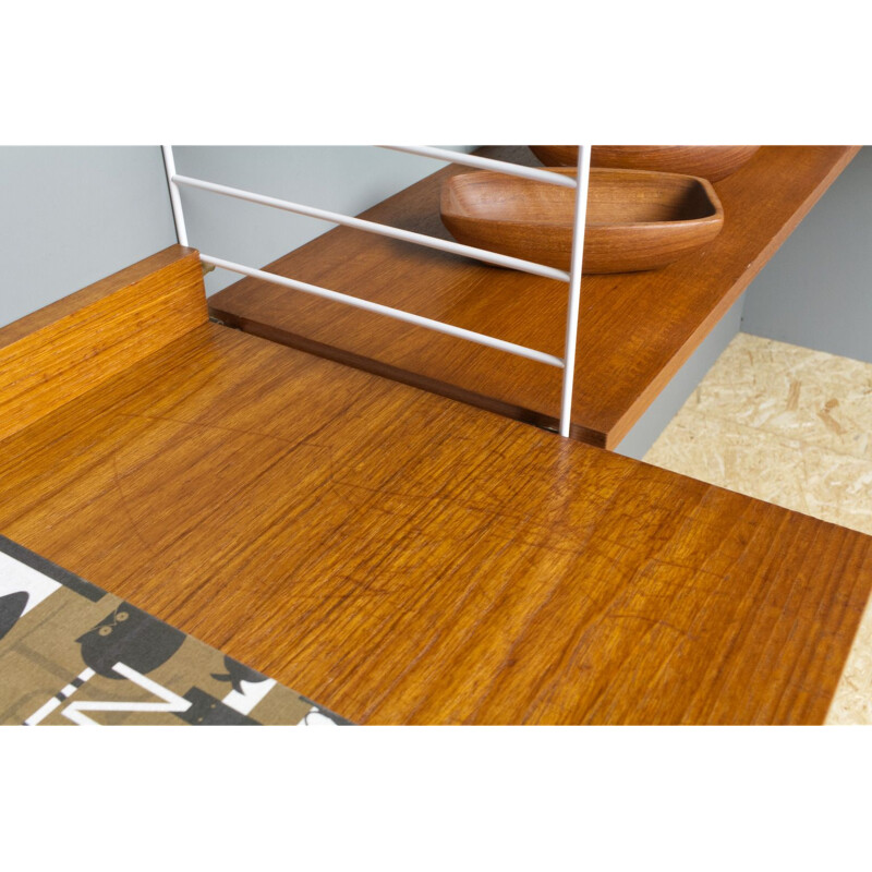 Teak modular vintage corner shelf by Nils Strinning 1960