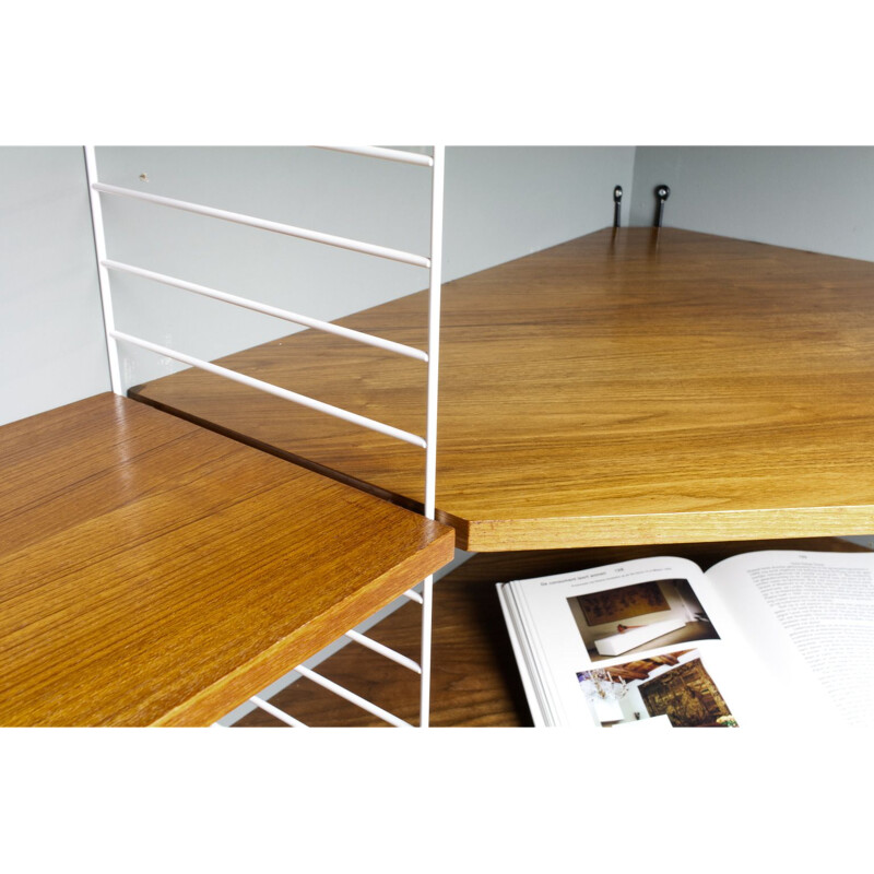 Teak modular vintage corner shelf by Nils Strinning 1960