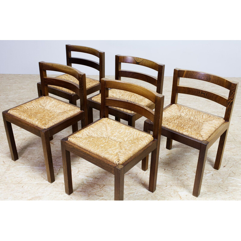 Set of 5 vintage modernist chairs, Netherlands 1960