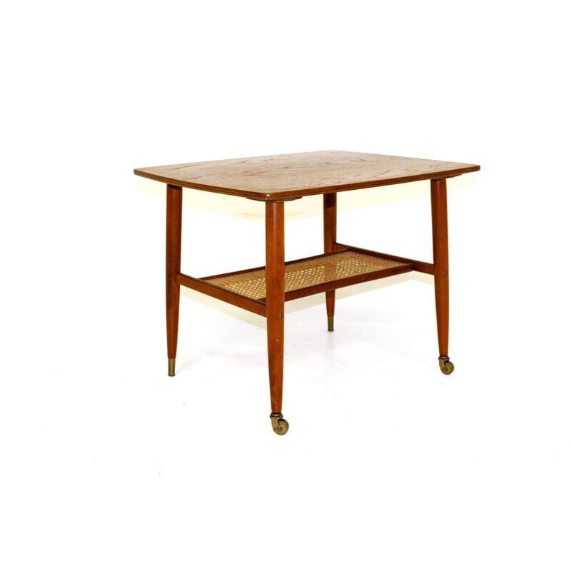 Vintage teak and beech side table, Sweden, 1960