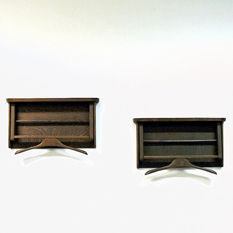 Vintage dark wood wall valet by Per Granebo, Sweden 1970