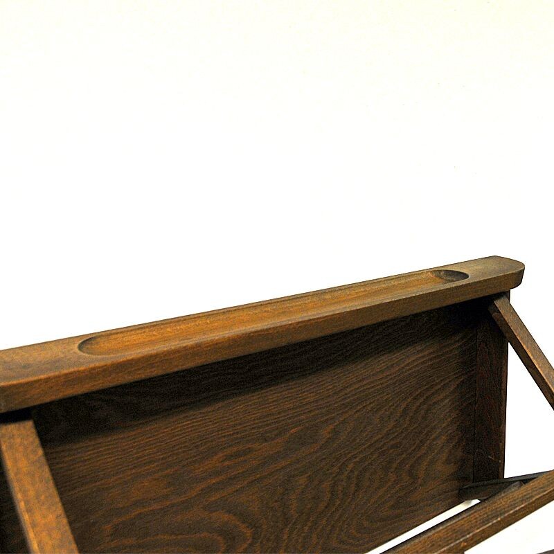 Vintage dark wood wall valet by Per Granebo, Sweden 1970