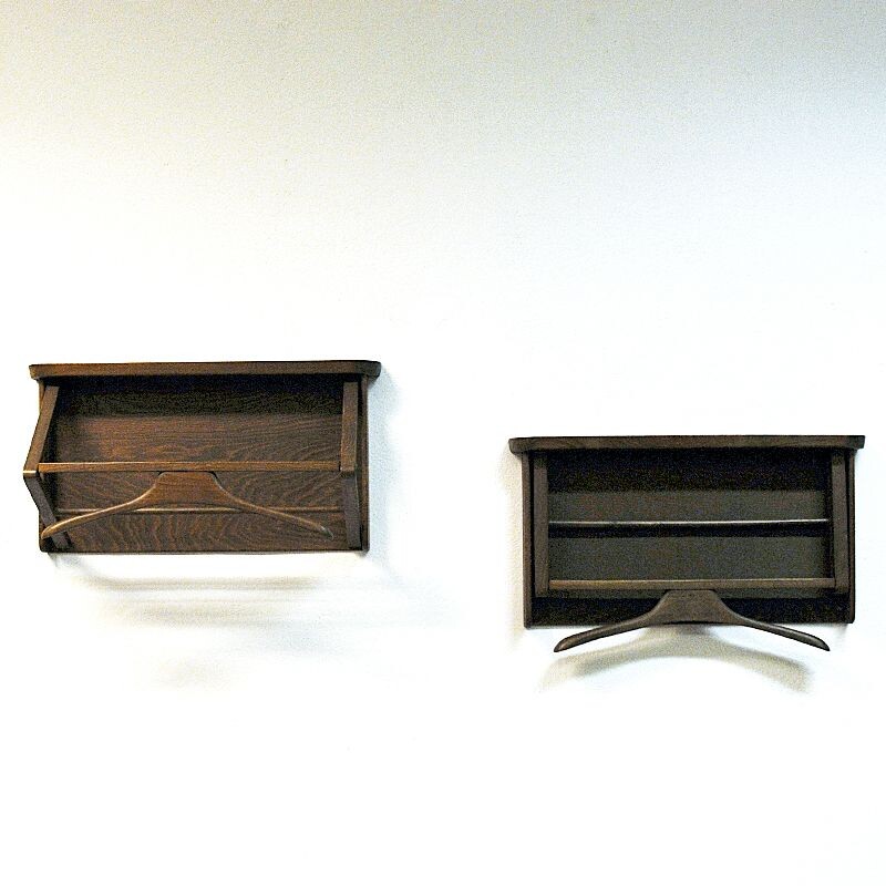 Vintage dark wood wall valet by Per Granebo, Sweden 1970