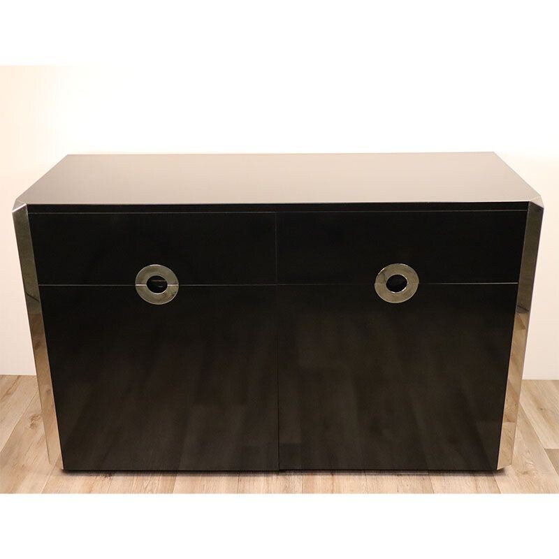 Vintage lacquered wood and metal highboard by Mario Sabot 1970