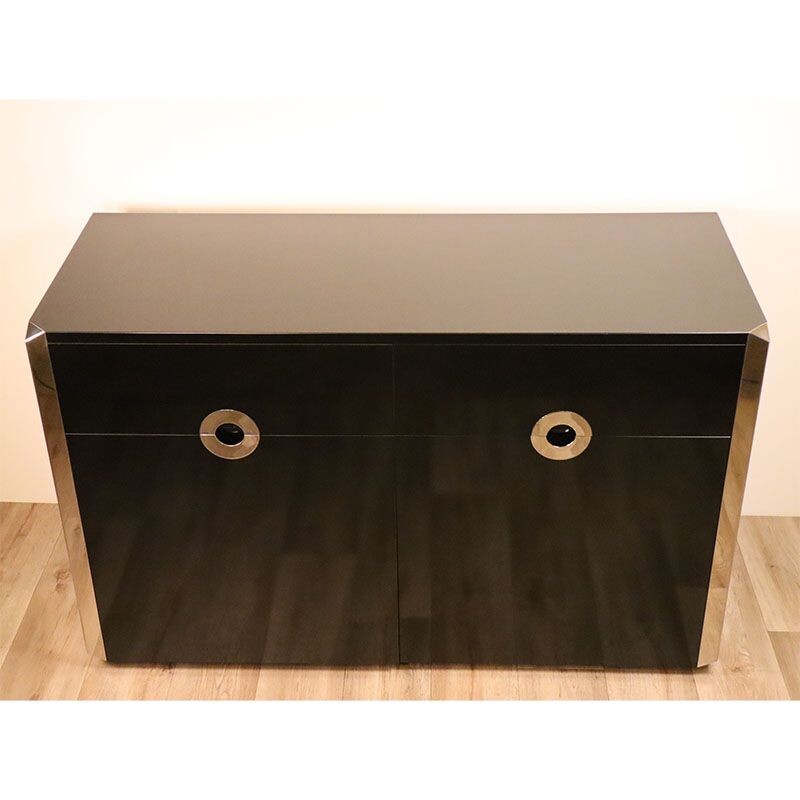 Vintage lacquered wood and metal highboard by Mario Sabot 1970