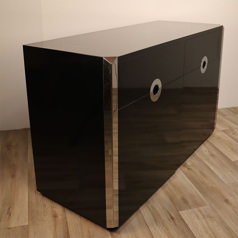 Vintage lacquered wood and metal highboard by Mario Sabot 1970