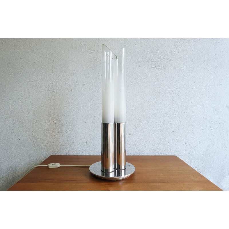 Vintage table lamp in tube by Carlo Nason for Mazegga, Italy 1968