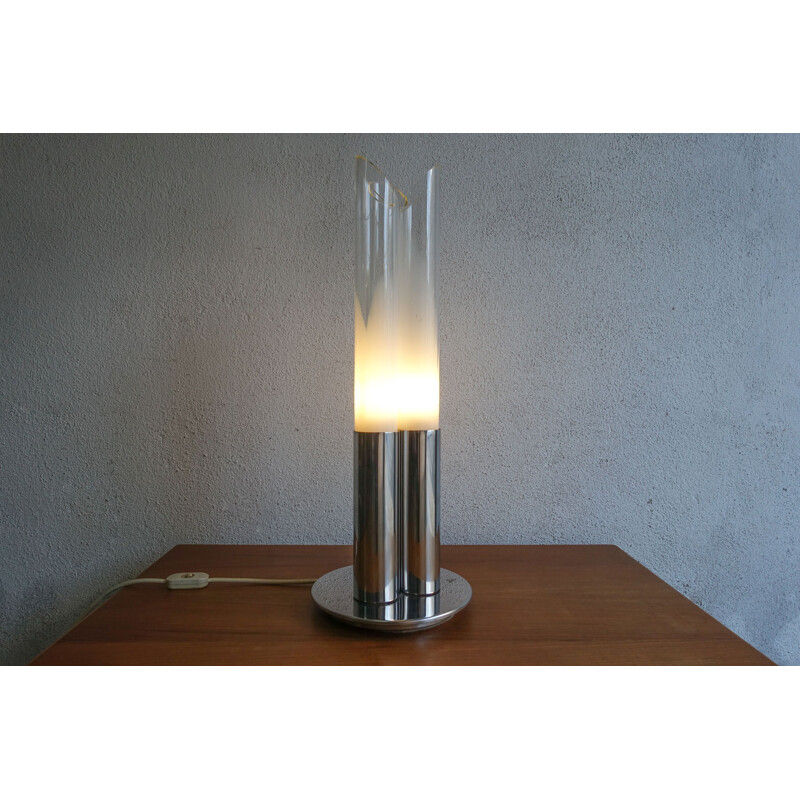 Vintage table lamp in tube by Carlo Nason for Mazegga, Italy 1968