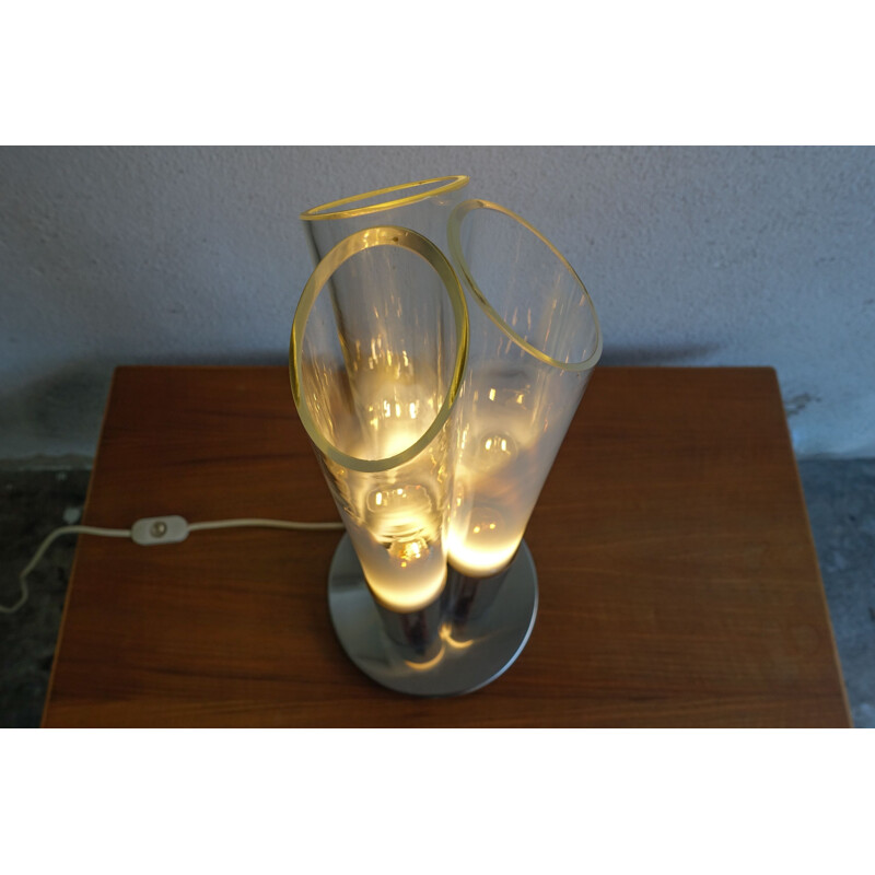 Lampe de table vintage en tube de Carlo Nason pour Mazegga, Italie 1968
