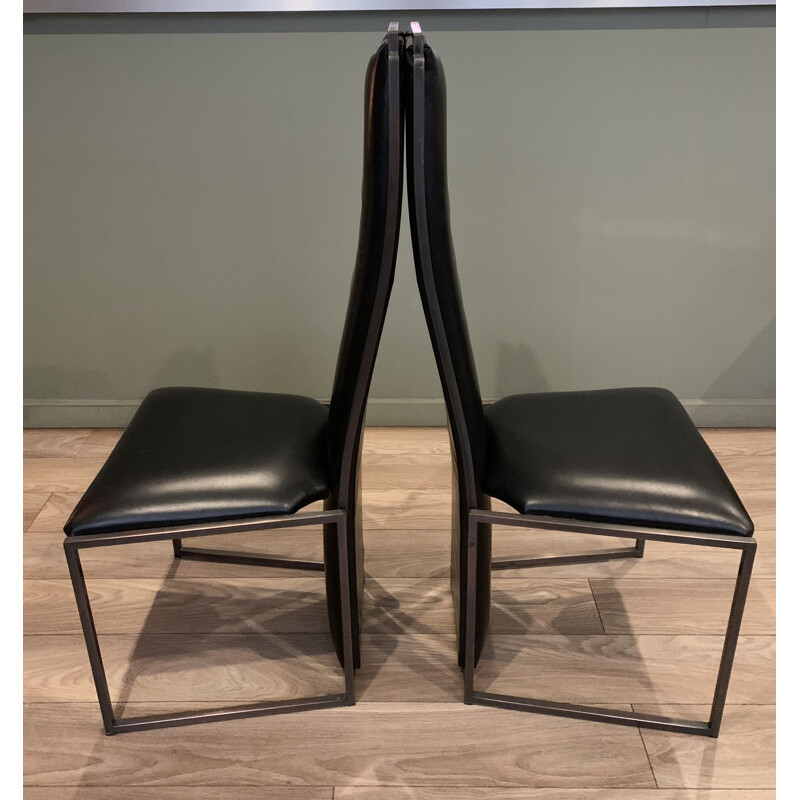 Par de cadeiras de couro vintage Maison Jansen 1970