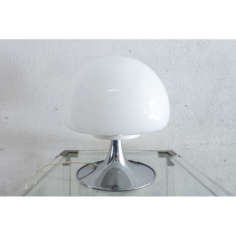 Vintage Reggiani Mushroom Opaline Glass Table Lamp 1960s