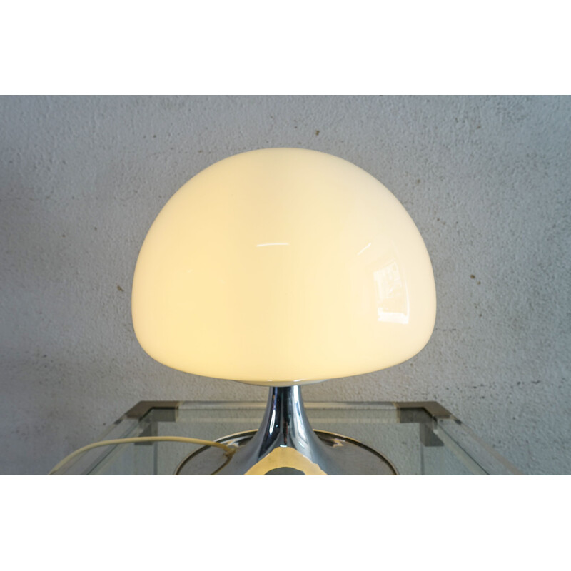 Vintage Reggiani Mushroom Opaline Glass Table Lamp 1960s