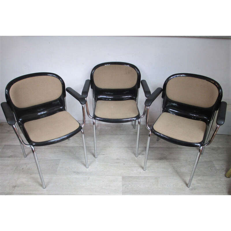 Lot de 3 chaises vintage par G. Lange Allemagne 1980