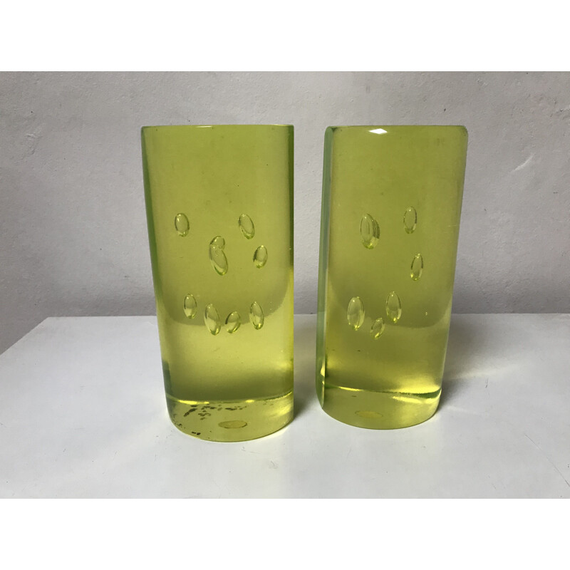 Pair of vintage bookends in Murano glass Italy 1970s