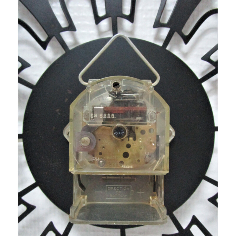 Vintage wall clock black and gold german metal wall clock 1960s