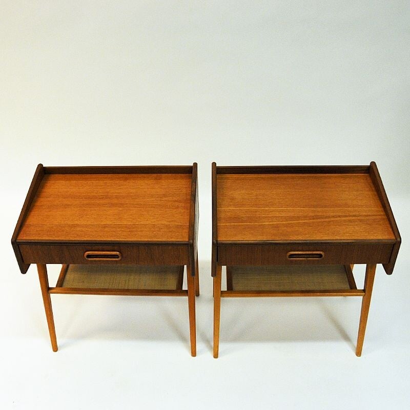 Pair of vintage teak night or side tables Sweden 1950s