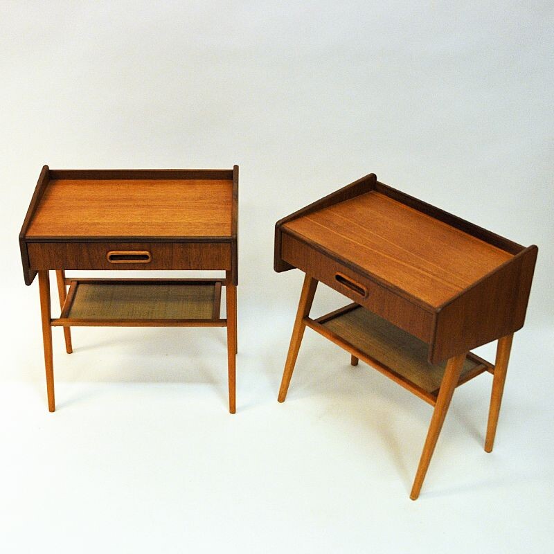 Pair of vintage teak night or side tables Sweden 1950s