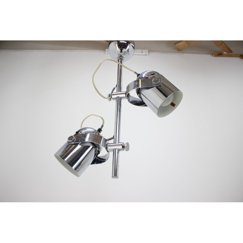 Set of 2 Midcentury Ceiling chrome Lights by Stanislav Indra 1980s