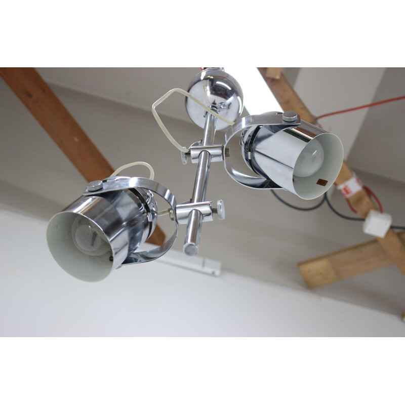 Set of 2 Midcentury Ceiling chrome Lights by Stanislav Indra 1980s