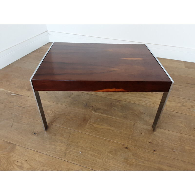 Pair of vintage rosewood and chrome tables by Merrow Associates 1970s