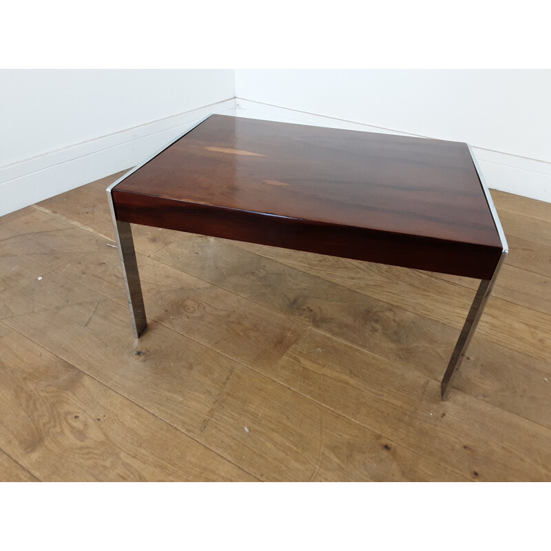 Pair of vintage rosewood and chrome tables by Merrow Associates 1970s