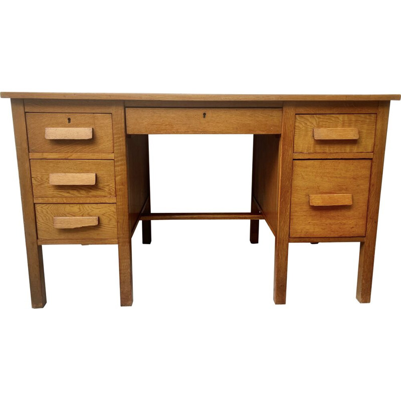 Vintage Wooden Desk with Drawers 1960s