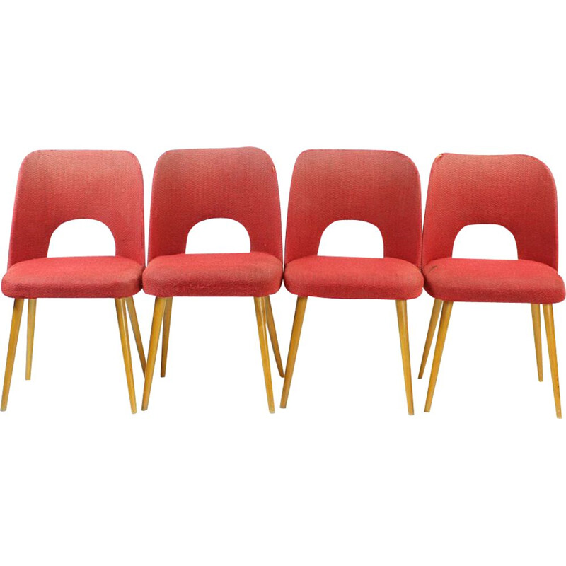 Lot de 4 chaises vintage d'Oswald Haerdtl pour la Tchécoslovaquie 1950