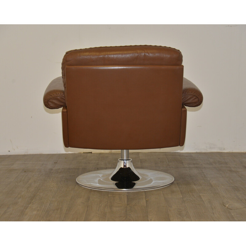 Vintage De Sede "DS 31" lounge armchair in brown leather - 1970s