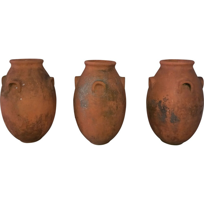 Set of 3 vintage Terracotta jars