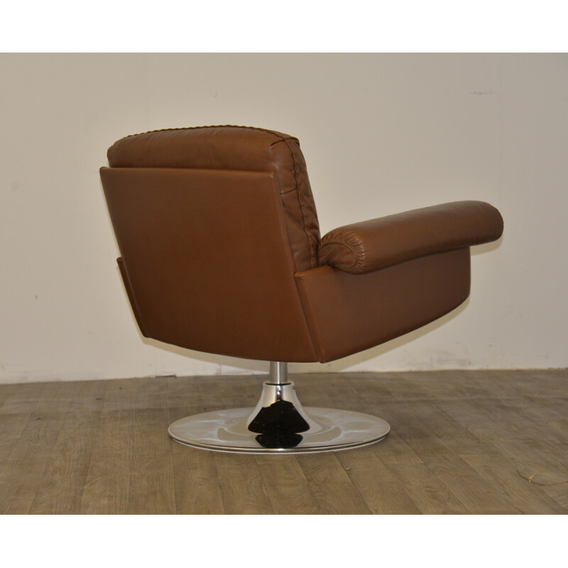 Vintage De Sede "DS 31" lounge armchair in brown leather - 1970s