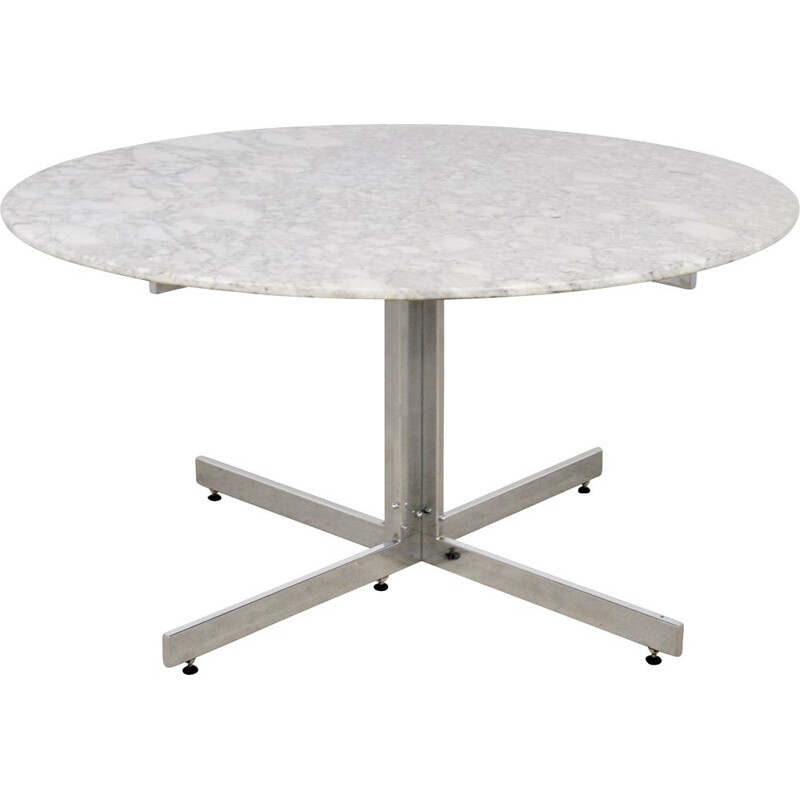 Vintage Carrara Marble Round Dining Table 1970s