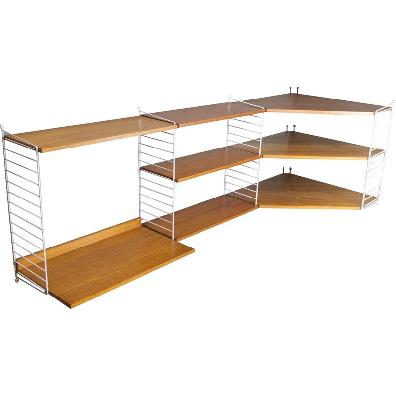 Teak modular vintage corner shelf by Nils Strinning 1960