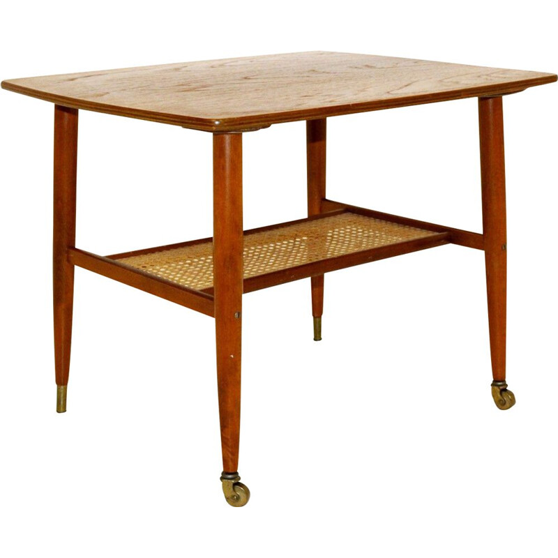 Vintage teak and beech side table, Sweden, 1960