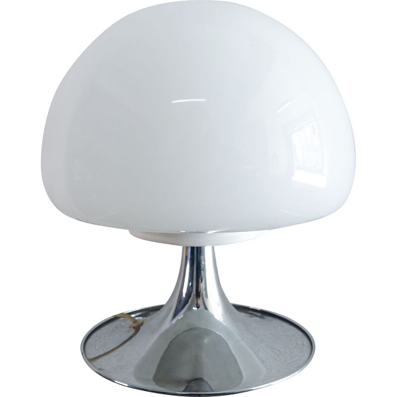 Vintage Reggiani Mushroom Opaline Glass Table Lamp 1960s