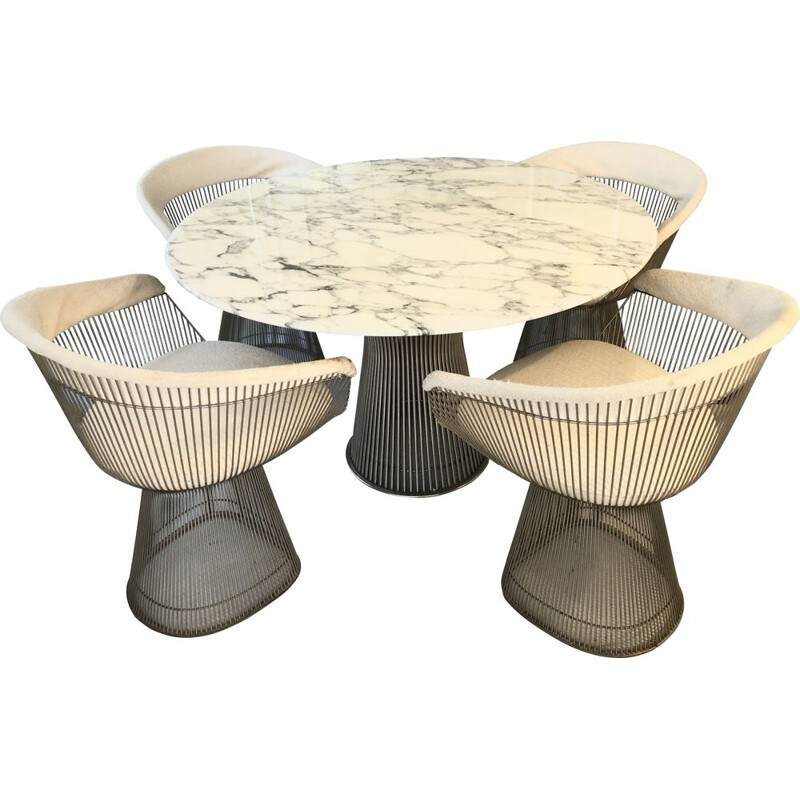 Vintage Table and 4 Chairs Set Warren Platner Ed Knoll 1960s