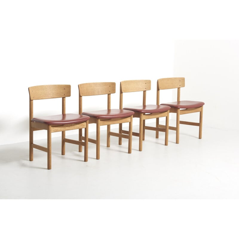 Set van 4 vintage stoelen van Børge Mogensen voor Fredericia Stølefabrik Denemarken 1956