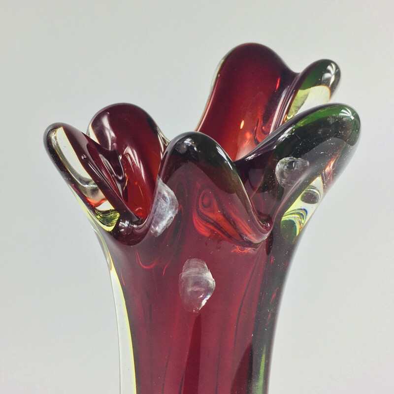 Vase vintage en verre de Murano Fratelli Toso 1960