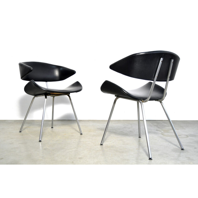 Pair of vintage tube frame chairs by Gebr De Wit in Schiedam Netherlands 1950s