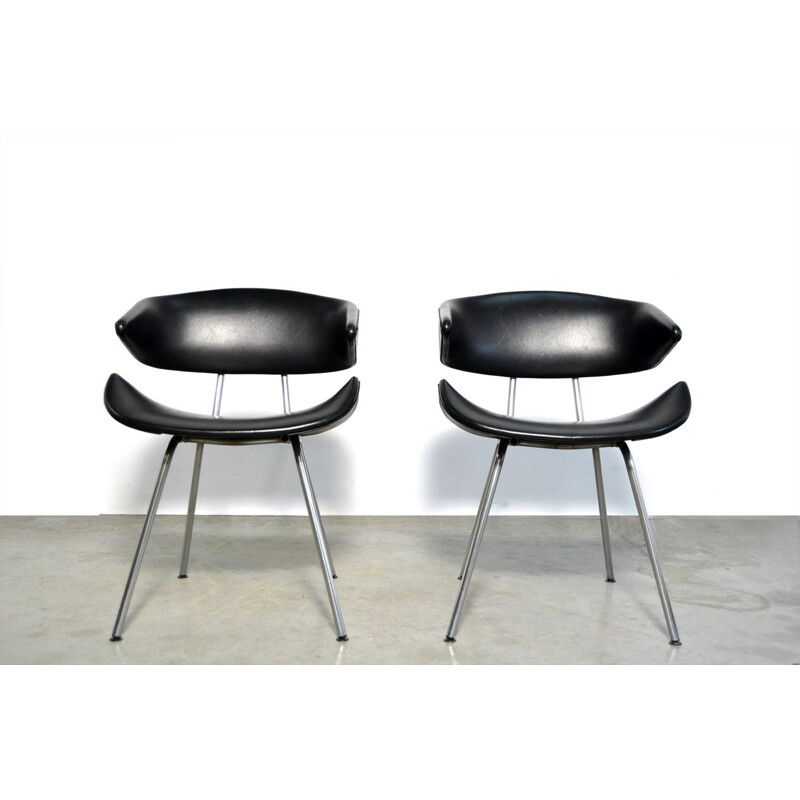 Pair of vintage tube frame chairs by Gebr De Wit in Schiedam Netherlands 1950s