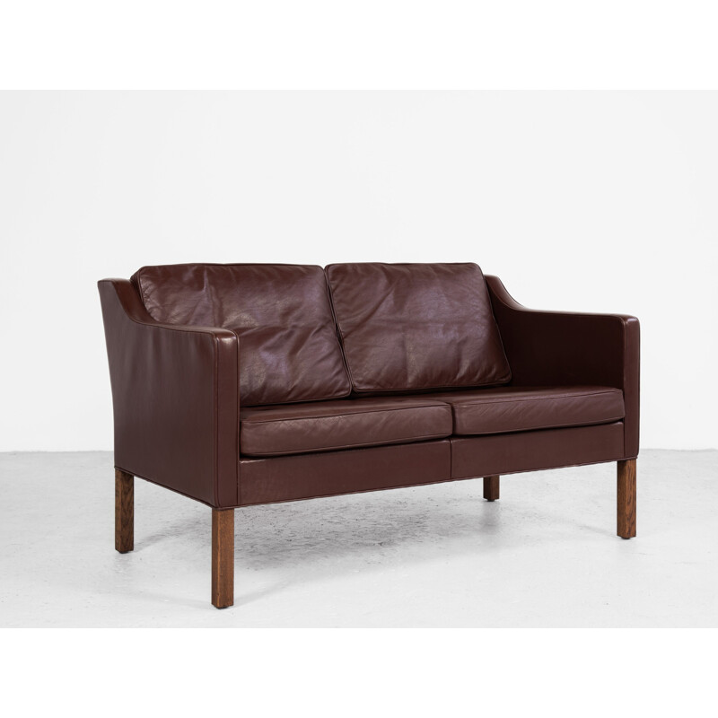 Midcentury 2-seater sofa in leather by Børge Mogensen for Fredericia Danish 1960s