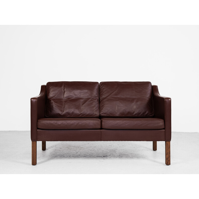 Midcentury 2-seater sofa in leather by Børge Mogensen for Fredericia Danish 1960s