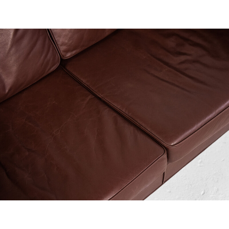 Midcentury 2-seater sofa in leather by Børge Mogensen for Fredericia Danish 1960s