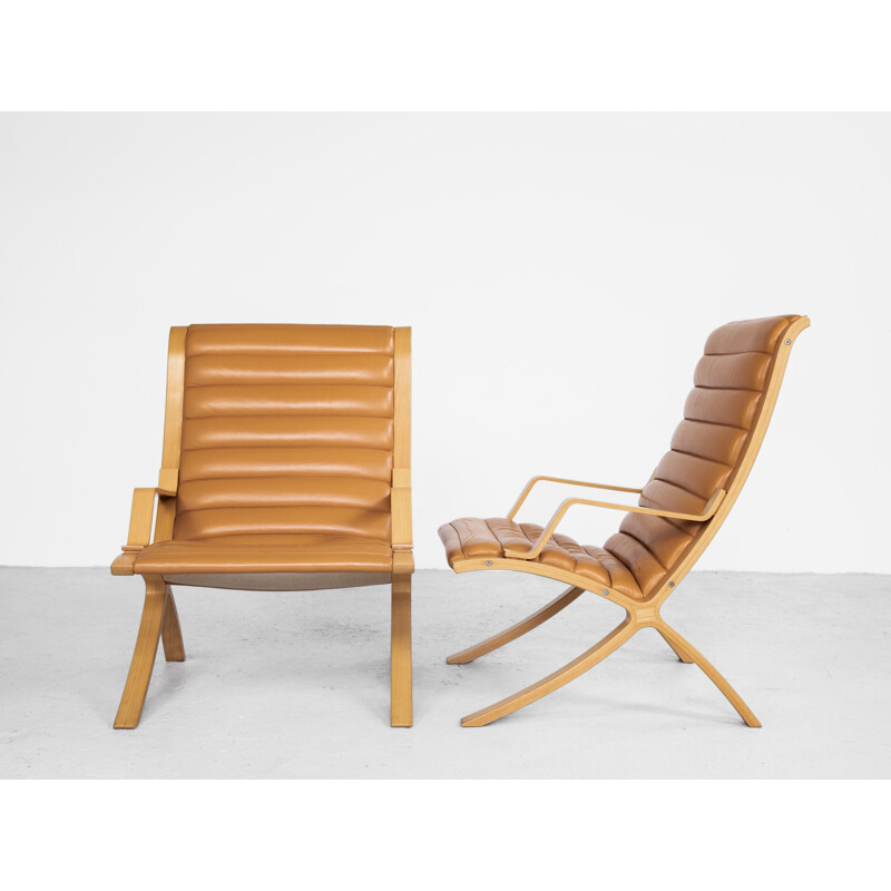 Paire de fauteuils vintage de Hvidt & Molgaard pour Fritz Hansen Danois 1970