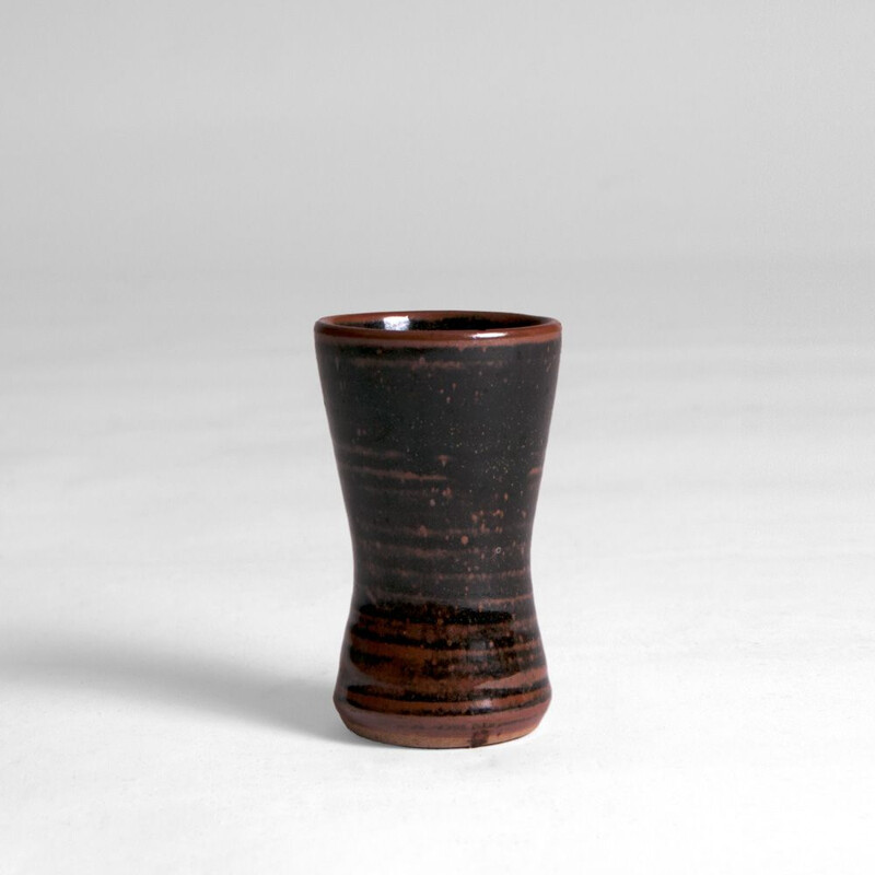 Vintage Clessidra vase with black and brown glaze, England