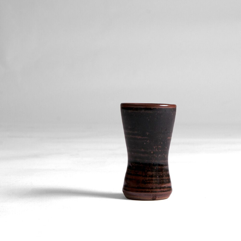 Vintage Clessidra vase with black and brown glaze, England