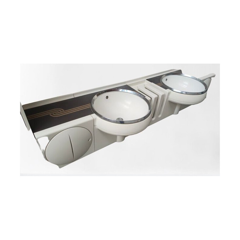 Vintage bathroom furniture with basins and mirror by Crb Arredamenti