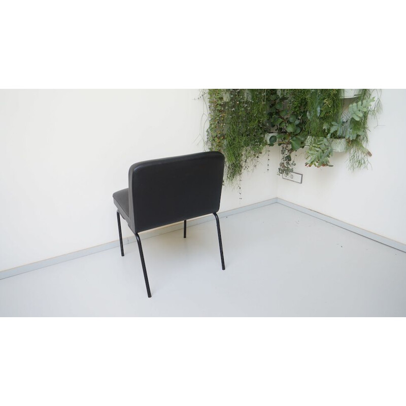 Vintage Black faux leather armchair Meurop