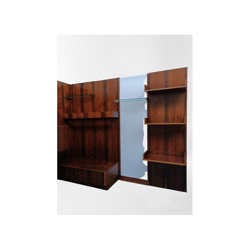 Vintage wall bookcase in rosewood Scandinavian